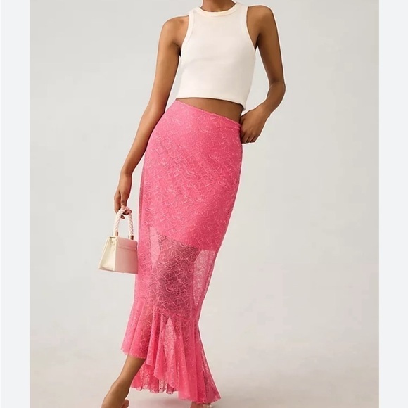 NWT Anthropologie sheer lace mermaid skirt size 12 balletcore fairycore - Picture 1 of 13